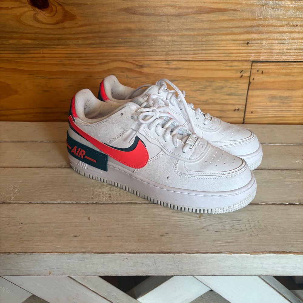 Nike Air Force 1 Shadow White Solar Red Teal Green Womens Size 11 DB3902-100